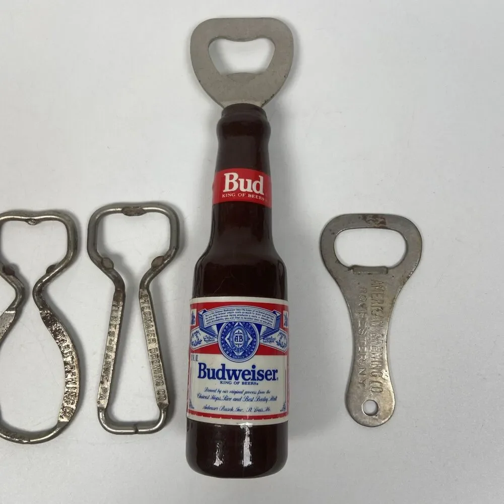 Vintage Lot Of Bottle Openers Budweiser Stegmaier Apollo And Marlboro Lot Of 5